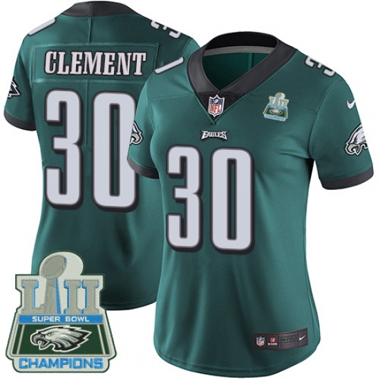 Women's Nike Philadelphia Eagles #30 Corey Clement Midnight Green Team Color Vapor Untouchable Limited Player Super Bowl LII Champions NFL Jersey