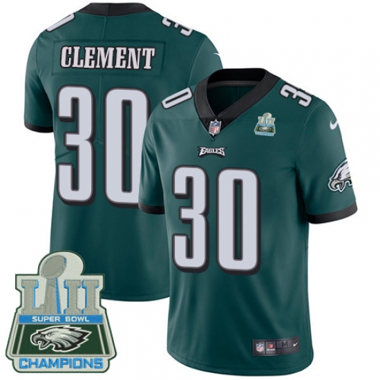 Youth Nike Philadelphia Eagles #30 Corey Clement Midnight Green Team Color Vapor Untouchable Limited Player Super Bowl LII Champions NFL Jersey