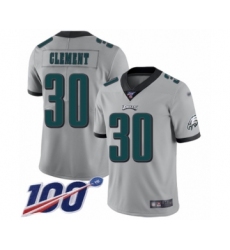 Youth Philadelphia Eagles #30 Corey Clement Limited Silver Inverted Legend 100th Season Football Jersey