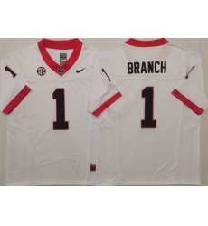 Men's Georgia Bulldogs #1 Zachariah Branch White 2025 F.U.S.E. Stitched Jersey