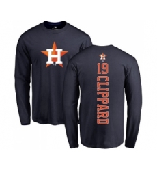 MLB Nike Houston Astros #19 Tyler Clippard Navy Blue Backer Long Sleeve T-Shirt