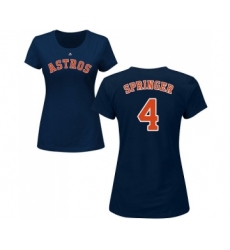 MLB Women's Nike Houston Astros #4 George Springer Navy Blue Name & Number T-Shirt