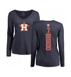 MLB Women's Nike Houston Astros #7 Craig Biggio Navy Blue Backer Long Sleeve T-Shirt