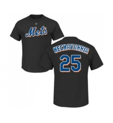 Baseball New York Mets #25 Adeiny Hechavarria Black Name & Number T-Shirt