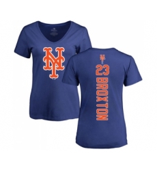 Baseball Women's New York Mets #23 Keon Broxton Royal Blue Backer T-Shirt