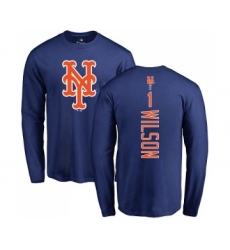 MLB Nike New York Mets #1 Mookie Wilson Royal Blue Backer Long Sleeve T-Shirt