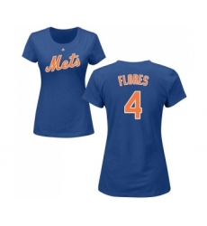 MLB Women's Nike New York Mets #4 Wilmer Flores Royal Blue Name & Number T-Shirt