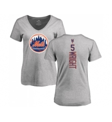 MLB Women's Nike New York Mets #5 David Wright Ash Backer T-Shirt
