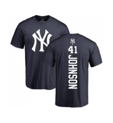 MLB Nike New York Yankees #41 Randy Johnson Navy Blue Backer T-Shirt