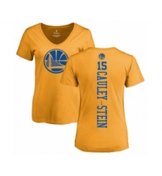 Basketball Women's Golden State Warriors #15 Willie Cauley-Stein Gold One Color Backer Slim-Fit V-Neck T-Shirt