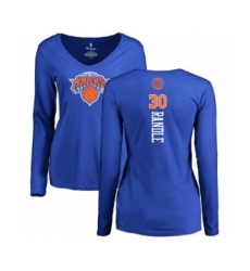 Basketball Women's New York Knicks #30 Julius Randle Royal Blue Backer Long Sleeve T-Shirt