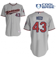Men's Majestic Minnesota Twins #43 Addison Reed Authentic Grey Road Cool Base MLB Jersey