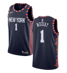 Youth Nike New York Knicks #1 Emmanuel Mudiay Swingman Navy Blue NBA Jersey - 2018 19 City Edition