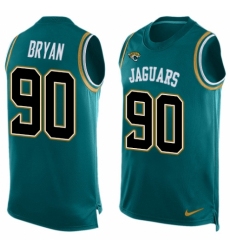 Men's Nike Jacksonville Jaguars #90 Taven Bryan Limited Teal Green Player Name & Number Tank Top NFL Jersey