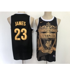 Men's Los Angeles Lakers #23 LeBron James Black Gold Swingman Camo Collection Jersey