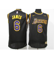 Men's Nike Los Angeles Lakers #6 LeBron James Black Basketball Swingman Association Edition Jersey