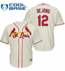 Youth Majestic St. Louis Cardinals #12 Paul DeJong Authentic Cream Alternate Cool Base MLB Jersey
