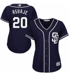 Women's Majestic San Diego Padres #20 Carlos Asuaje Replica Navy Blue Alternate 1 Cool Base MLB Jersey