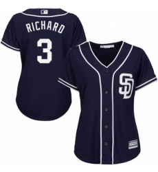 Women's Majestic San Diego Padres #3 Clayton Richard Replica Navy Blue Alternate 1 Cool Base MLB Jersey