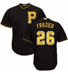 Men's Majestic Pittsburgh Pirates #26 Adam Frazier Authentic Black Team Logo Fashion Cool Base MLB Jersey