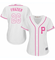 Women's Majestic Pittsburgh Pirates #26 Adam Frazier Authentic White Fashion Cool Base MLB Jersey