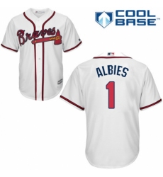Youth Majestic Atlanta Braves #1 Ozzie Albies Authentic White Home Cool Base MLB Jersey