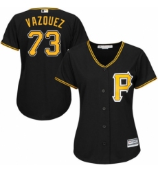 Women's Majestic Pittsburgh Pirates #73 Felipe Vazquez Replica Black Alternate Cool Base MLB Jersey