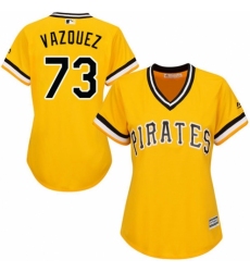 Women's Majestic Pittsburgh Pirates #73 Felipe Vazquez Replica Gold Alternate Cool Base MLB Jersey