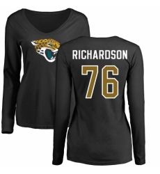 NFL Women's Nike Jacksonville Jaguars #76 Will Richardson Black Name & Number Logo Slim Fit Long Sleeve T-Shirt