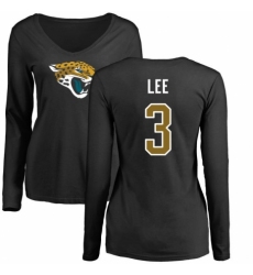 NFL Women's Nike Jacksonville Jaguars #3 Tanner Lee Black Name & Number Logo Slim Fit Long Sleeve T-Shirt