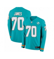 Men's Nike Miami Dolphins #70 Ja'Wuan James Limited Aqua Therma Long Sleeve NFL Jersey