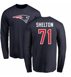 NFL Nike New England Patriots #71 Danny Shelton Navy Blue Name & Number Logo Long Sleeve T-Shirt