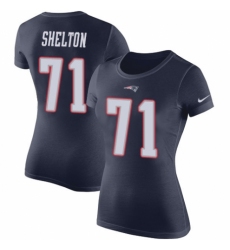 NFL Women's Nike New England Patriots #71 Danny Shelton Navy Blue Rush Pride Name & Number T-Shirt