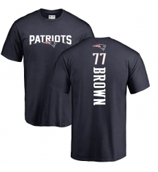 NFL Nike New England Patriots #77 Trent Brown Navy Blue Backer T-Shirt
