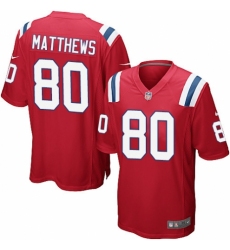 Men's Nike New England Patriots #80 Jordan Matthews Game Red Alternate NFL Jersey