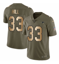 Men's Nike New England Patriots #33 Jeremy Hill Limited Olive/Gold 2017 Salute to Service NFL Jersey