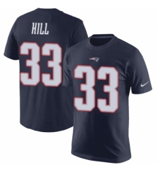 NFL Nike New England Patriots #33 Jeremy Hill Navy Blue Rush Pride Name & Number T-Shirt