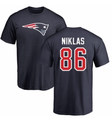 NFL Nike New England Patriots #86 Troy Niklas Navy Blue Name & Number Logo T-Shirt
