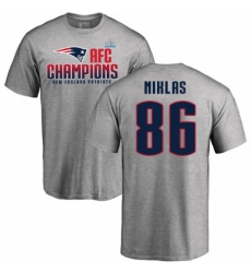 Nike New England Patriots #86 Troy Niklas Heather Gray 2017 AFC Champions V-Neck T-Shirt