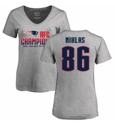 Women's Nike New England Patriots #86 Troy Niklas Heather Gray 2017 AFC Champions V-Neck T-Shirt