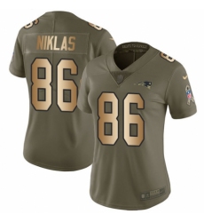 Women's Nike New England Patriots #86 Troy Niklas Limited Olive/Gold 2017 Salute to Service NFL Jersey