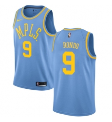 Men's Nike Los Angeles Lakers #9 Rajon Rondo Swingman Blue Hardwood Classics NBA Jersey