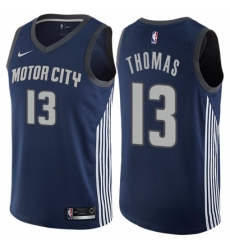 Men's Nike Detroit Pistons #13 Khyri Thomas Authentic Navy Blue NBA Jersey - City Edition