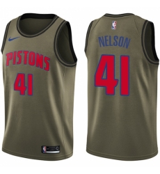 Youth Nike Detroit Pistons #41 Jameer Nelson Swingman Green Salute to Service NBA Jersey