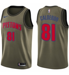 Youth Nike Detroit Pistons #81 Jose Calderon Swingman Green Salute to Service NBA Jersey