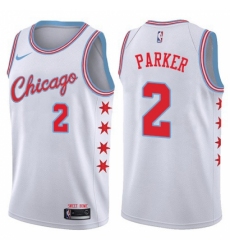 Men's Nike Chicago Bulls #2 Jabari Parker Swingman White NBA Jersey - City Edition