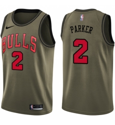 Youth Nike Chicago Bulls #2 Jabari Parker Swingman Green Salute to Service NBA Jersey