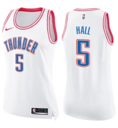 Women's Nike Oklahoma City Thunder #5 Devon Hall Swingman Whit Pink Fashion NBA Jersey
