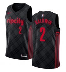 Men's Nike Portland Trail Blazers #2 Wade Baldwin Swingman Black NBA Jersey - City Edition