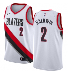 Men's Nike Portland Trail Blazers #2 Wade Baldwin Swingman White NBA Jersey - Association Edition